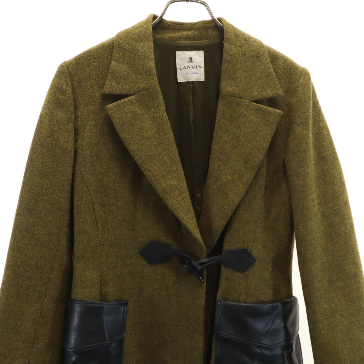 美品 LANVIN en Bleu ランバンオンブルー コート カーキ レディース