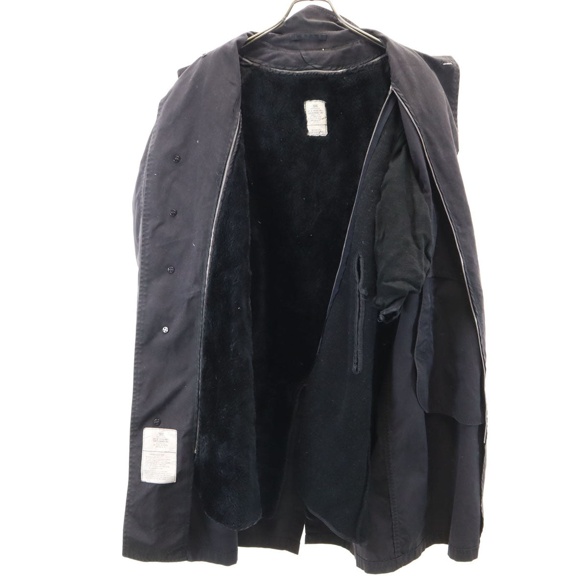 US NAVY アメリカ海軍 80s オールウェザーコート DLA ヴィンテージ ステンカラー ロングコート 36 ブラック系 ライナー メンズ