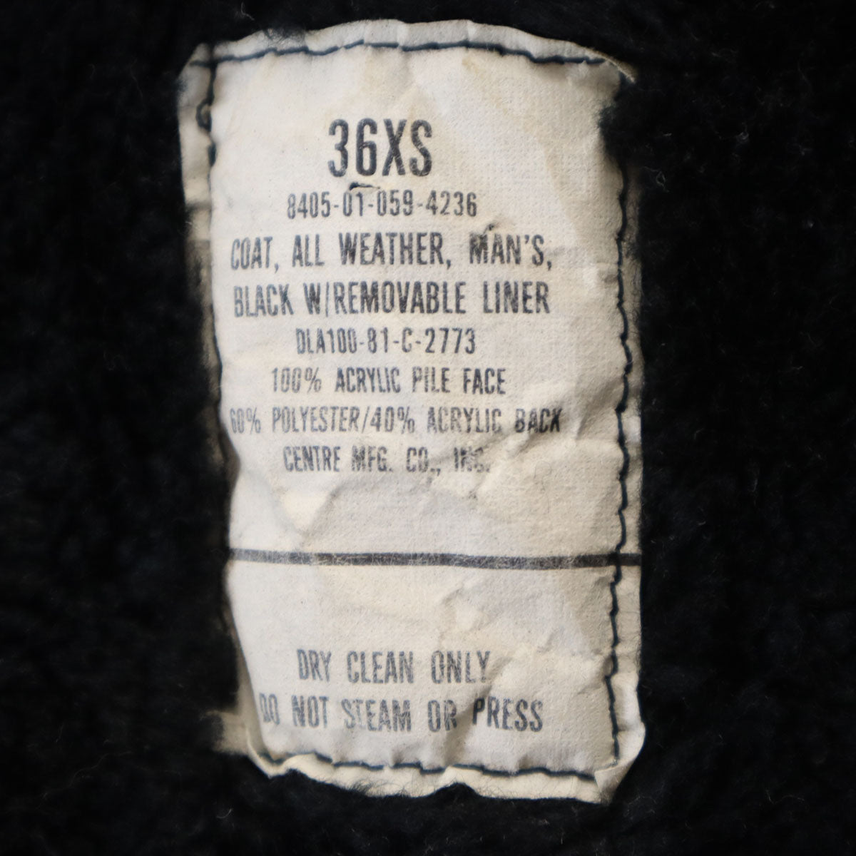 US NAVY アメリカ海軍 80s オールウェザーコート DLA ヴィンテージ ステンカラー ロングコート 36 ブラック系 ライナー メンズ