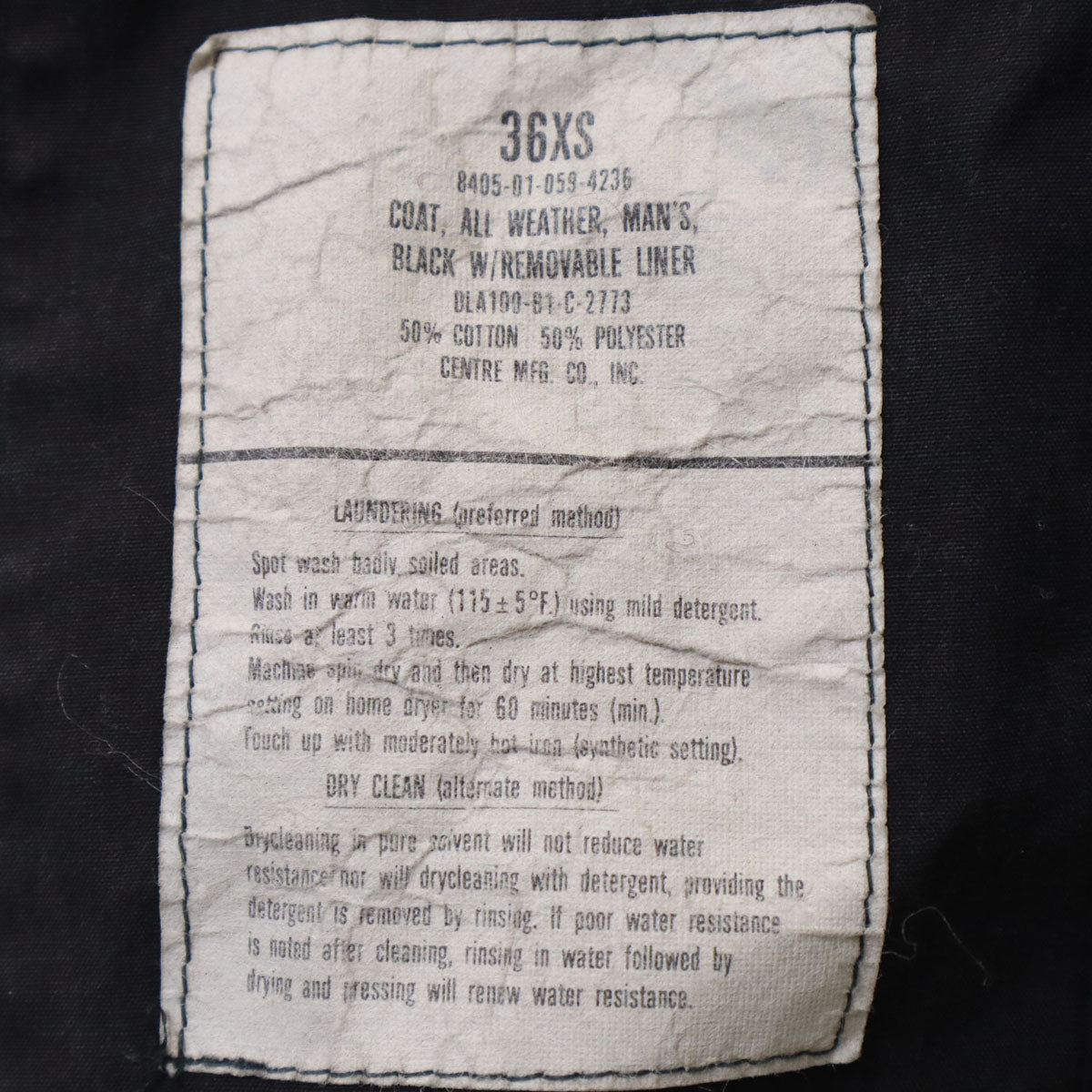 US NAVY アメリカ海軍 80s オールウェザーコート DLA ヴィンテージ ステンカラー ロングコート 36 ブラック系 ライナー メンズ