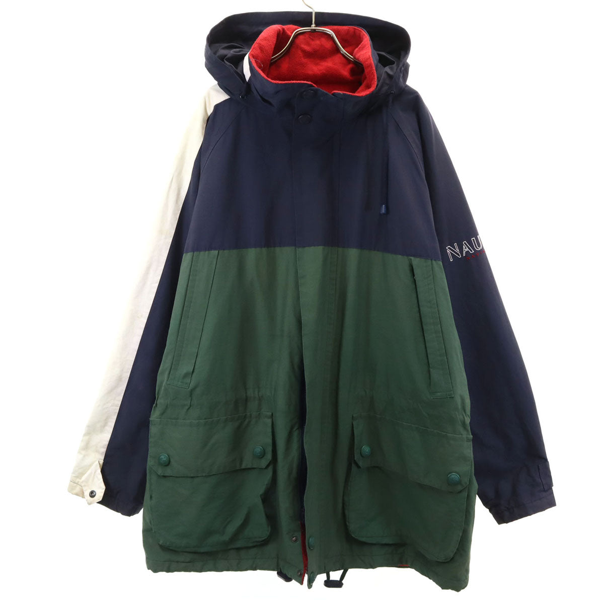 NAUTICA ノーティカ 90s オールド ジップ コート XL グリーン系 裏フリース メンズ