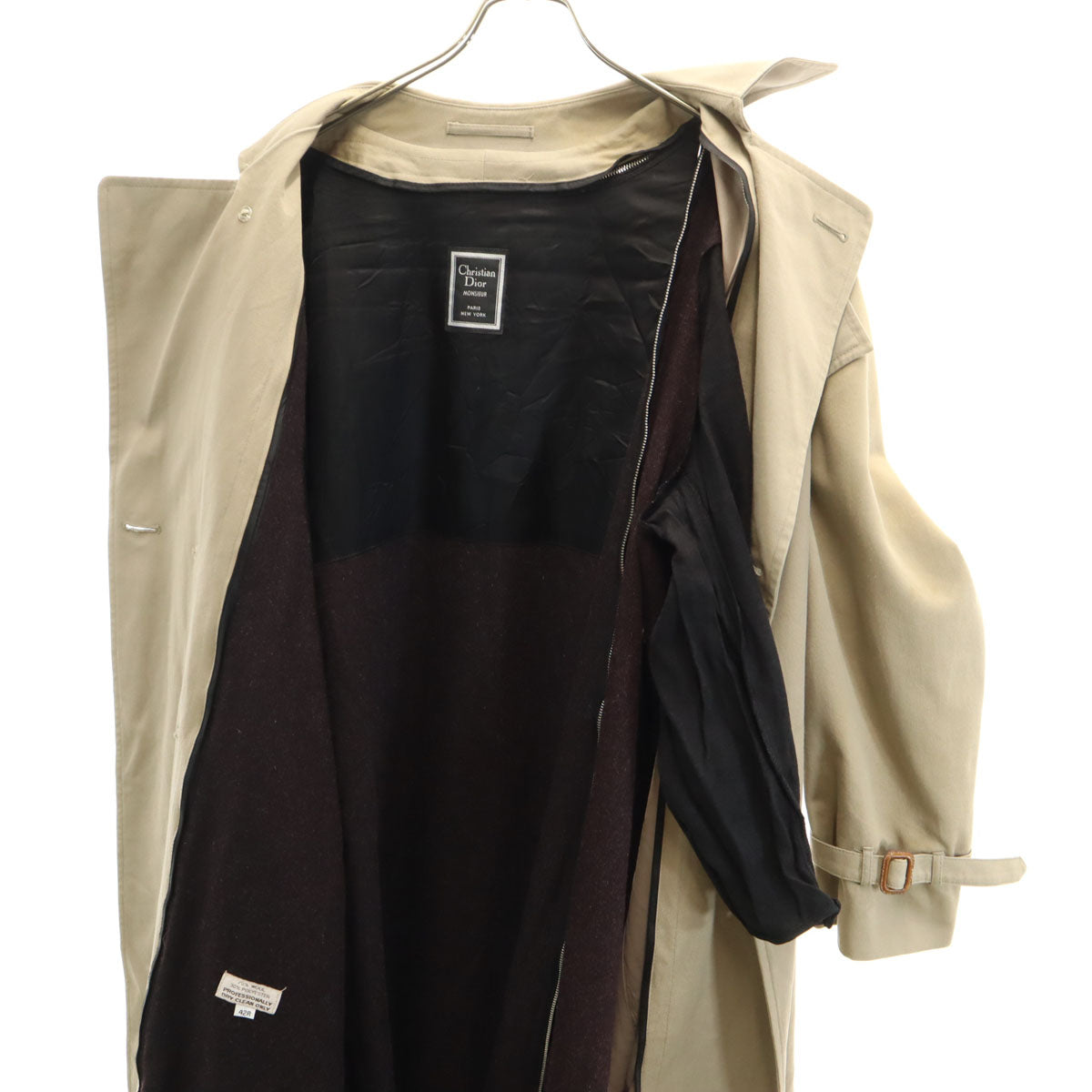 Christian Dior MONSIEUR クリスチャンディオール ムッシュ 90s オールド トレンチコート 42R グレージュ ライナー付き メンズ