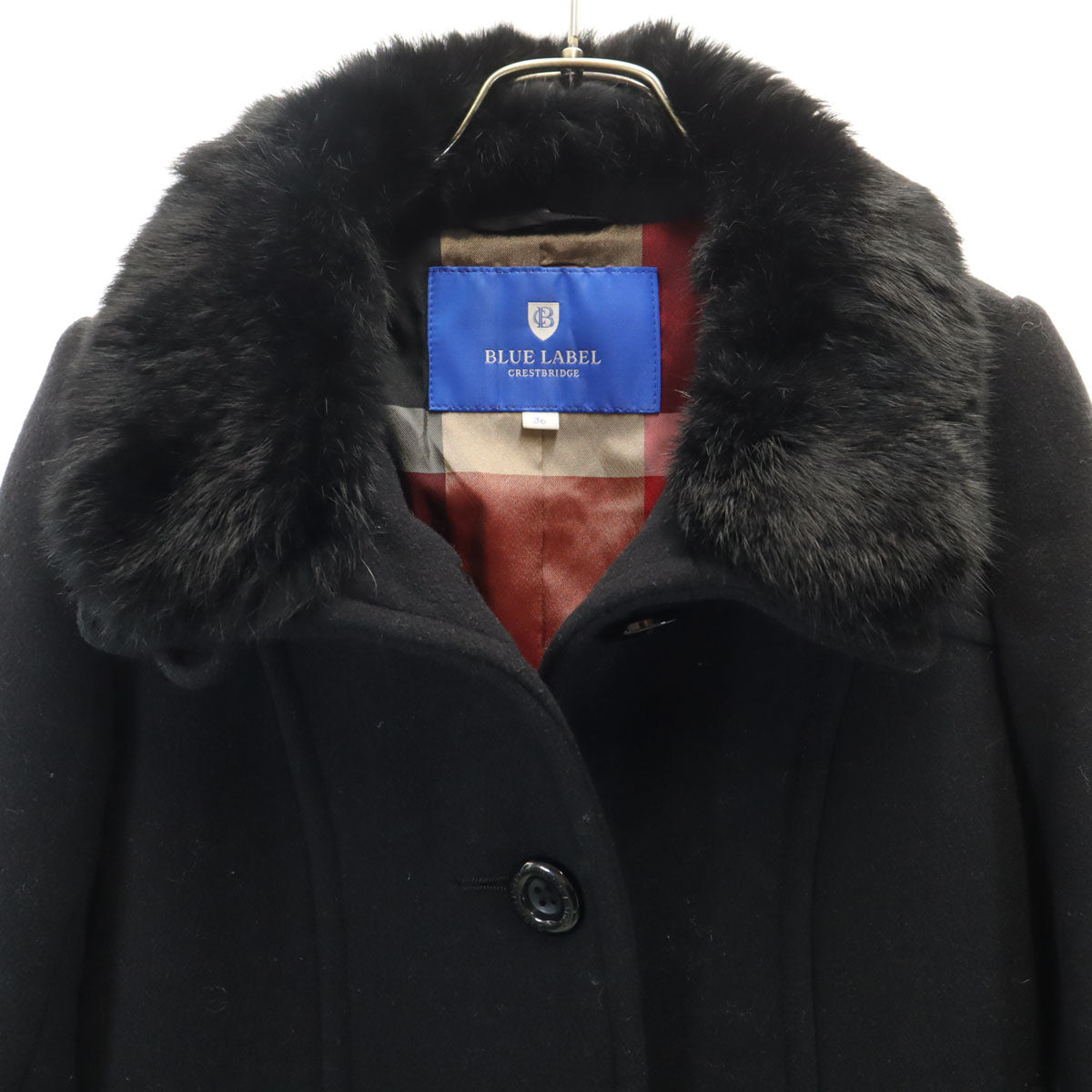 BLUE LABEL CRESTBRIDGE ブルーレーベルクレストブリッジ ウールブレンド コート 36 ブラック系 三陽商会 レディース