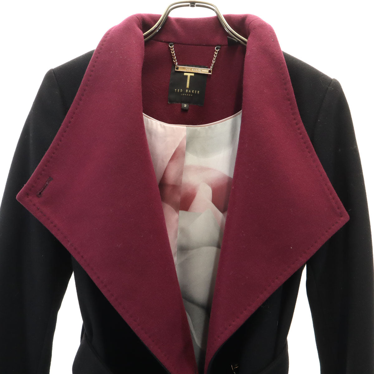 美品 TED BAKER テッドベーカー ウールブレンド コート 2 ブラック系 レディース