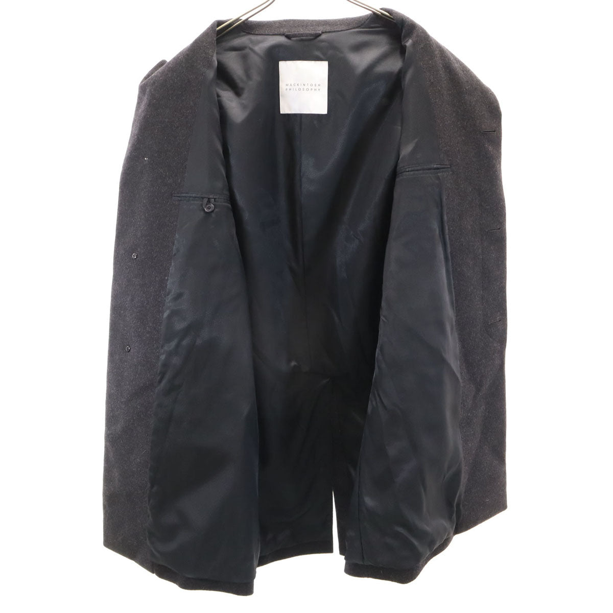 美品 MACKINTOSH PHILOSOPHY マッキントッシュフィロソフィー ステンカラーコート 38 チャコールグレー メンズ