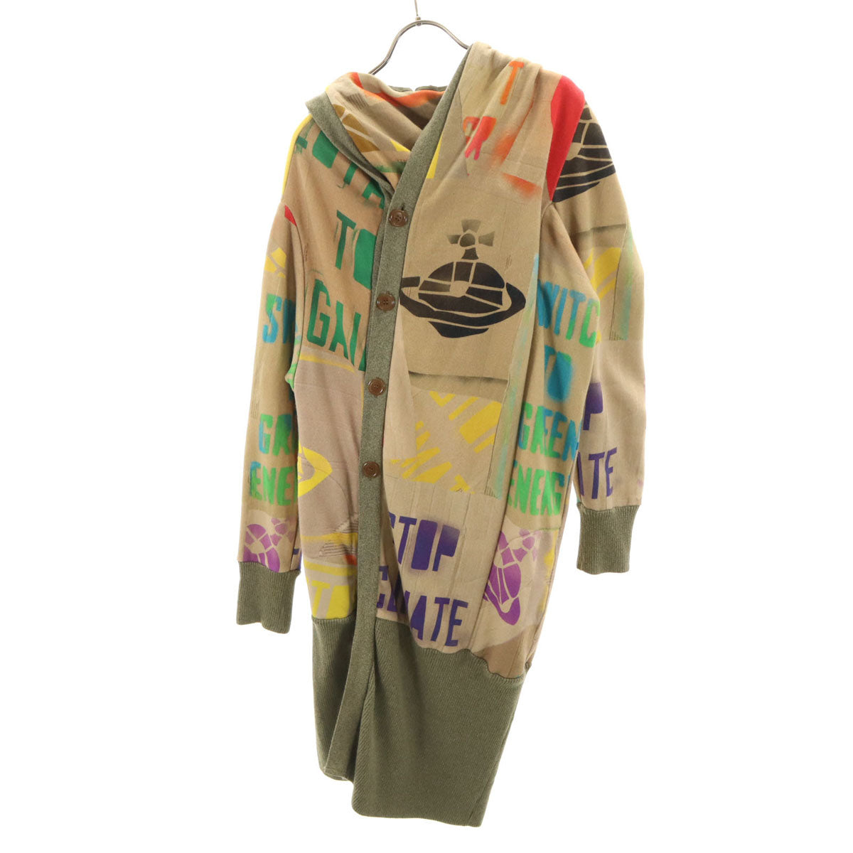Vivienne WestwoodMAN ヴィヴィアンウエストウッドマン 日本製 総柄 長袖 ロング パーカー 44 ベージュ系 メンズ