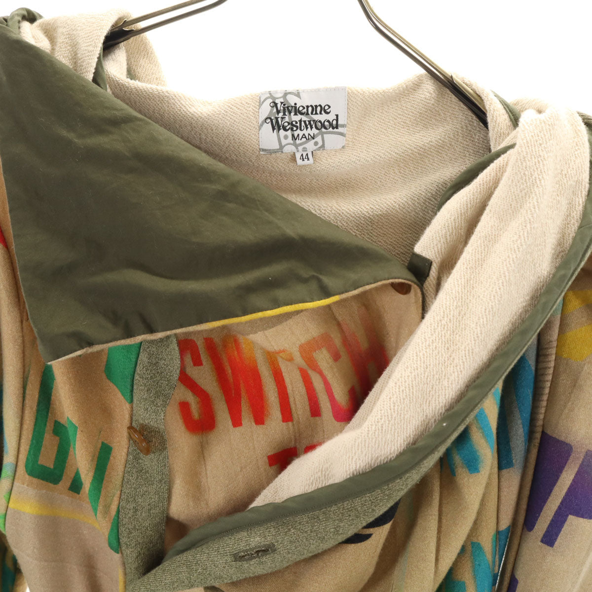 Vivienne WestwoodMAN ヴィヴィアンウエストウッドマン 日本製 総柄 長袖 ロング パーカー 44 ベージュ系 メンズ