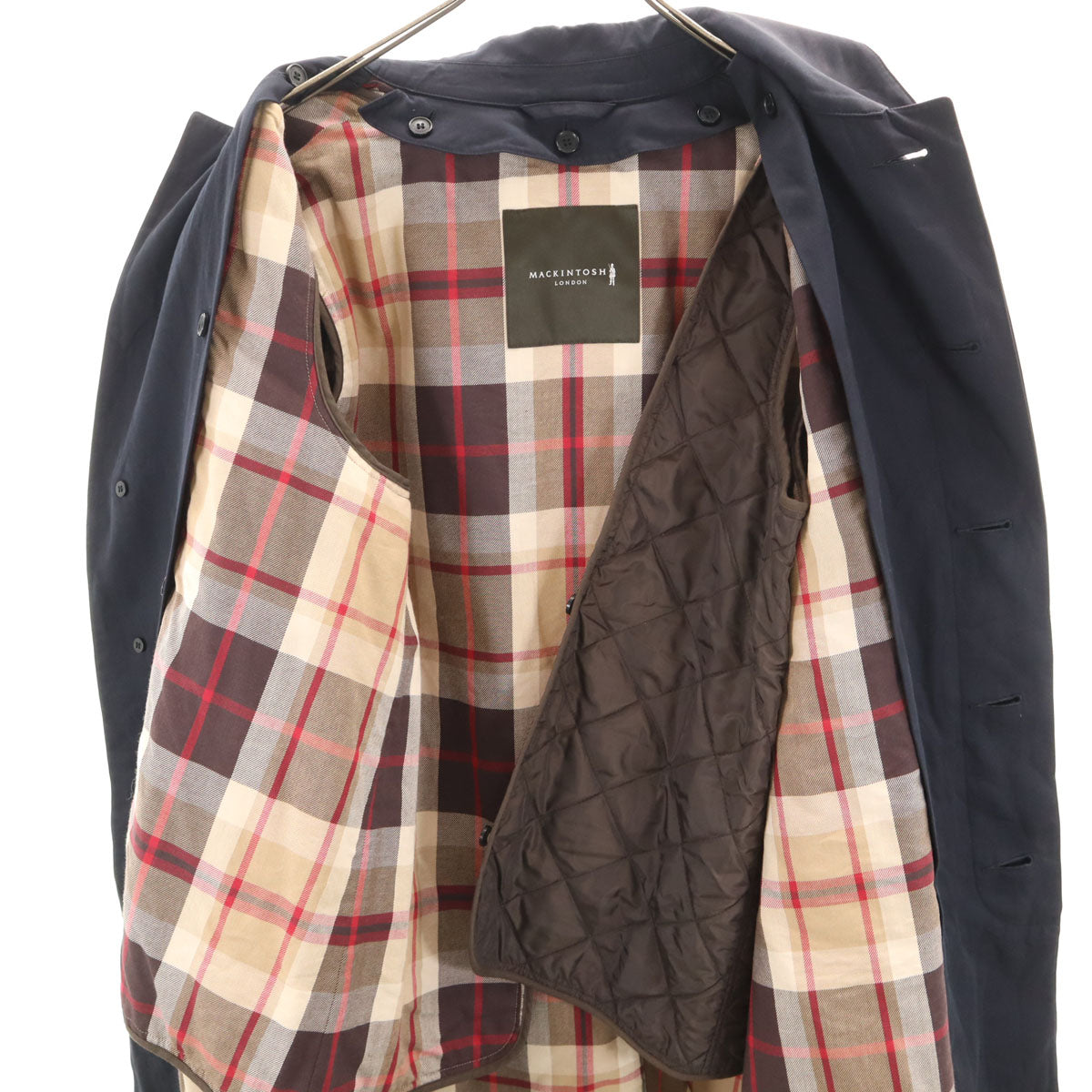 MACKINTOSH LONDON マッキントッシュロンドン ステンカラーコート 38 ネイビー ベストライナー付き メンズ