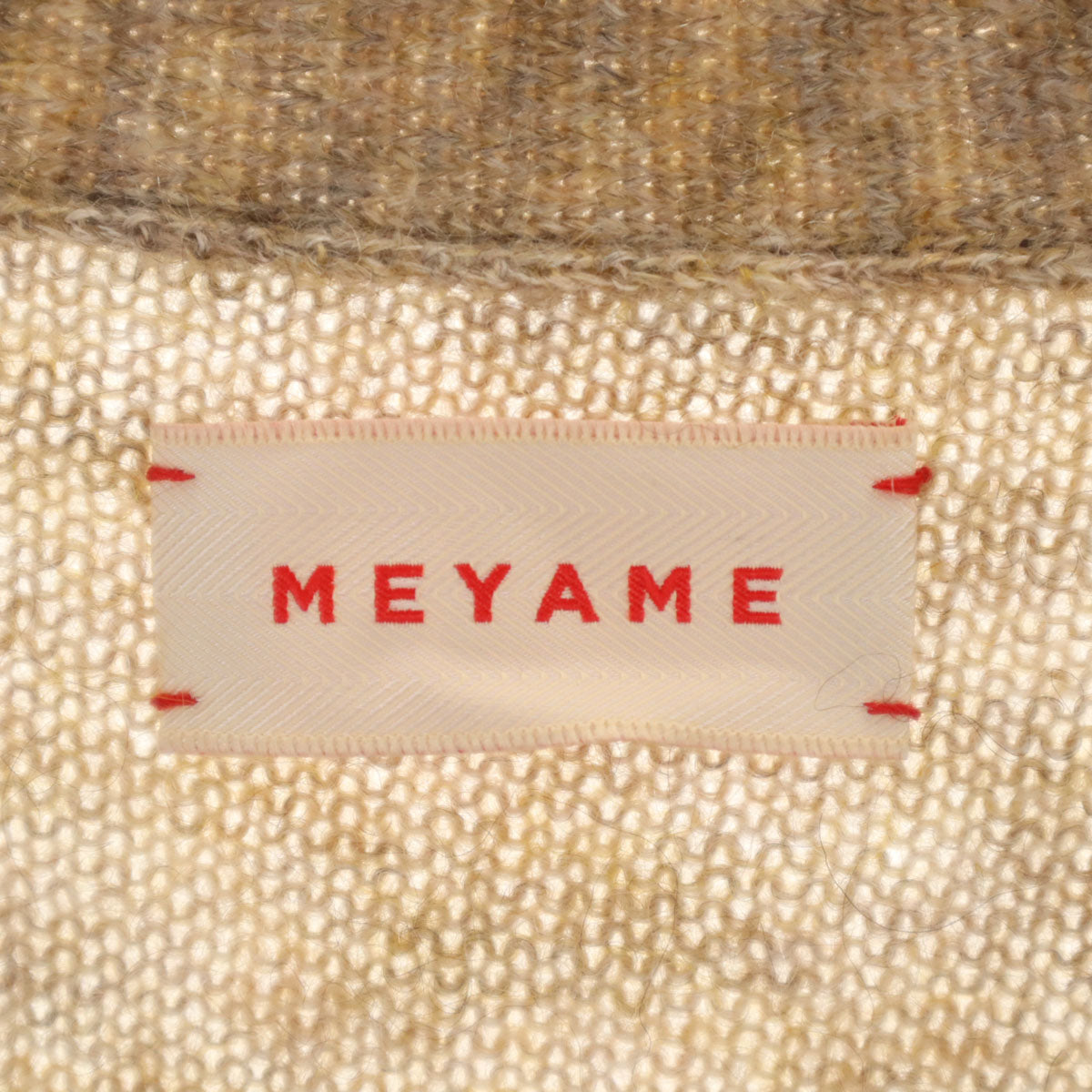 美品 MEYAME メヤメ 日本製 長袖 ロング Vネック ニットカーディガン FREE ベージュ レディース