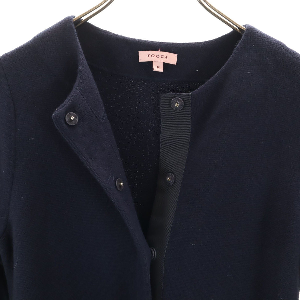 TOCCA トッカ 長袖 ロング ニットカーディガン F ネイビー レディース