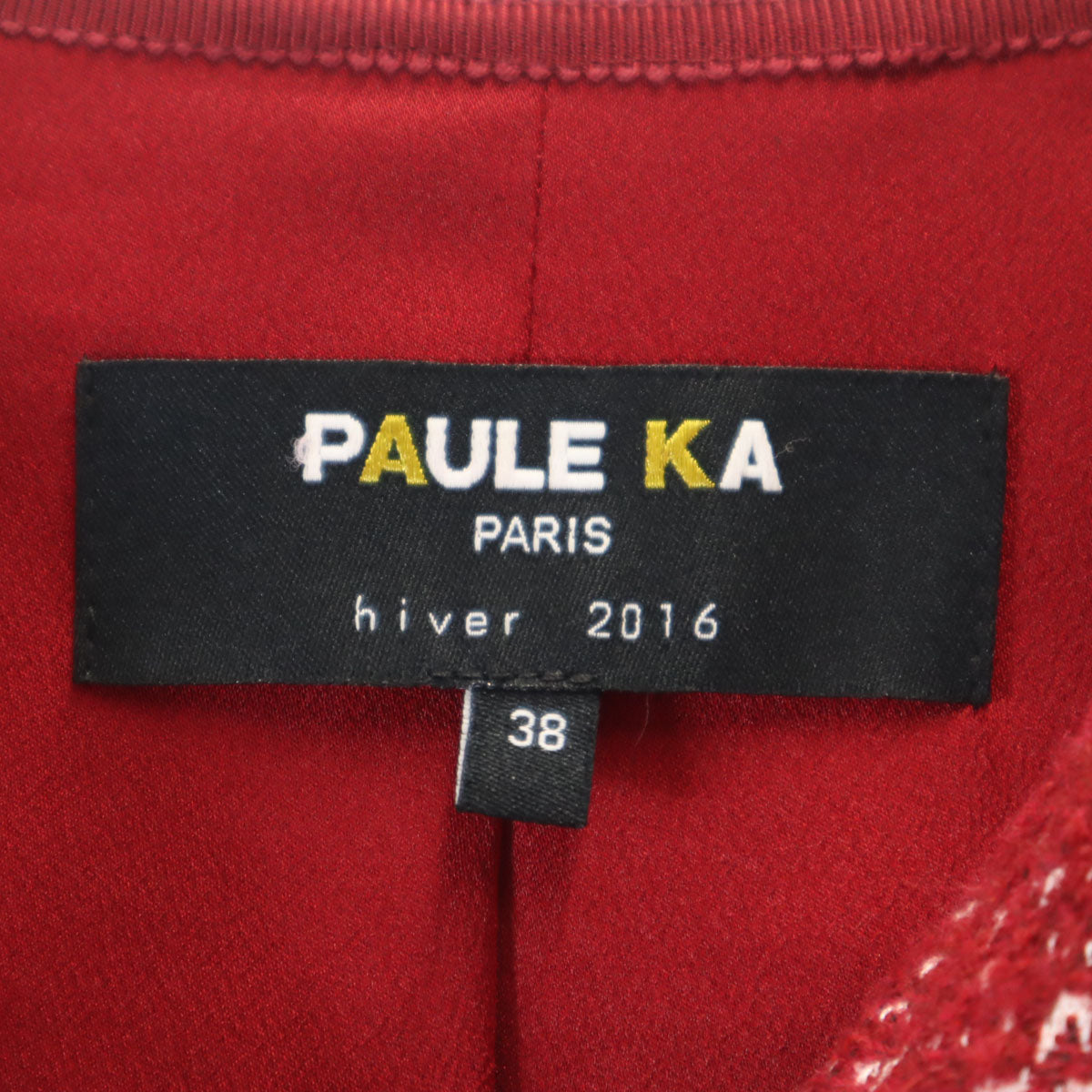 美品 PAULE KA ポールカ ノースリーブ ワンピース 38 レッド セット レディース