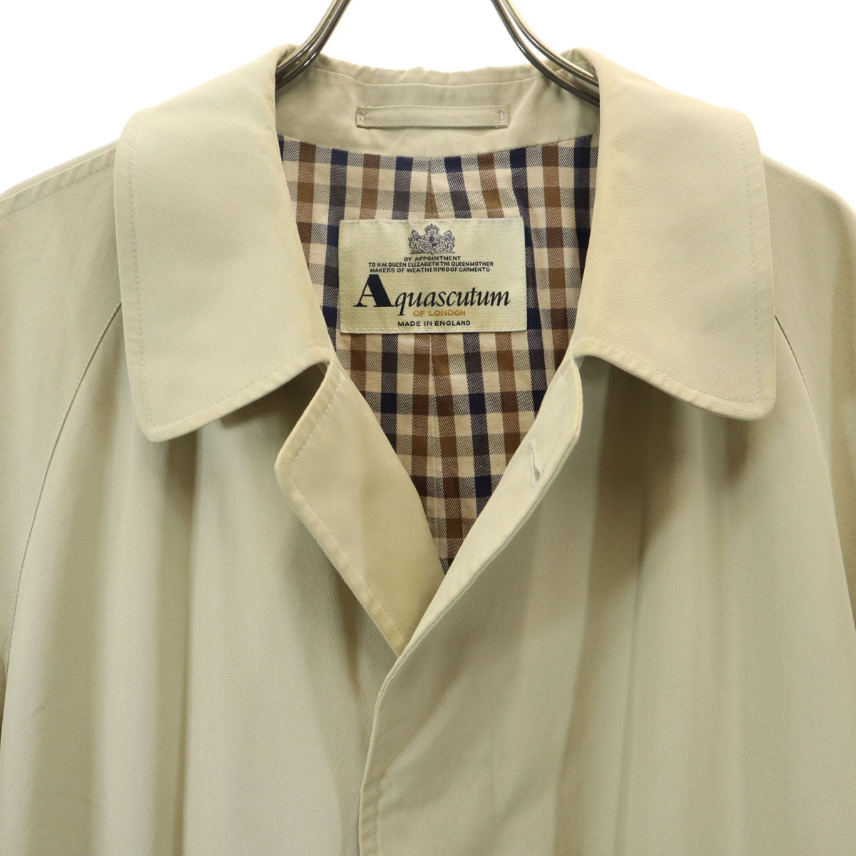 Aquascutum アクアスキュータム イングランド製 ステンカラーコート グレージュ メンズ