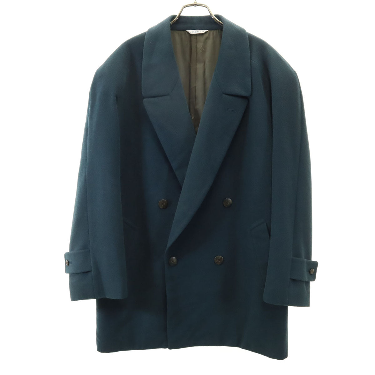 美品 GIVENCHY ジバンシィ 90s オールド ダブルブレスト ウールコート M 深緑系 メンズ