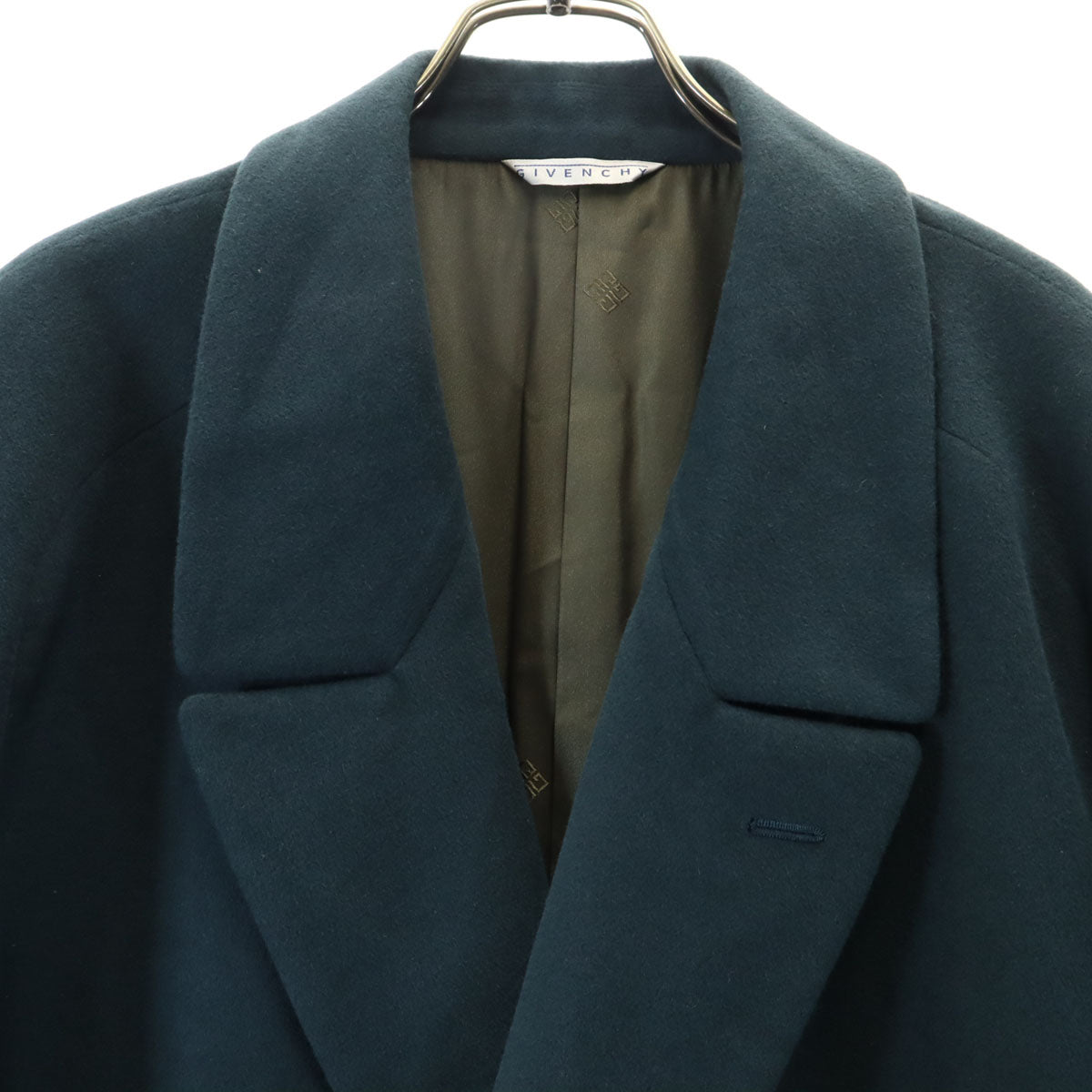 美品 GIVENCHY ジバンシィ 90s オールド ダブルブレスト ウールコート M 深緑系 メンズ
