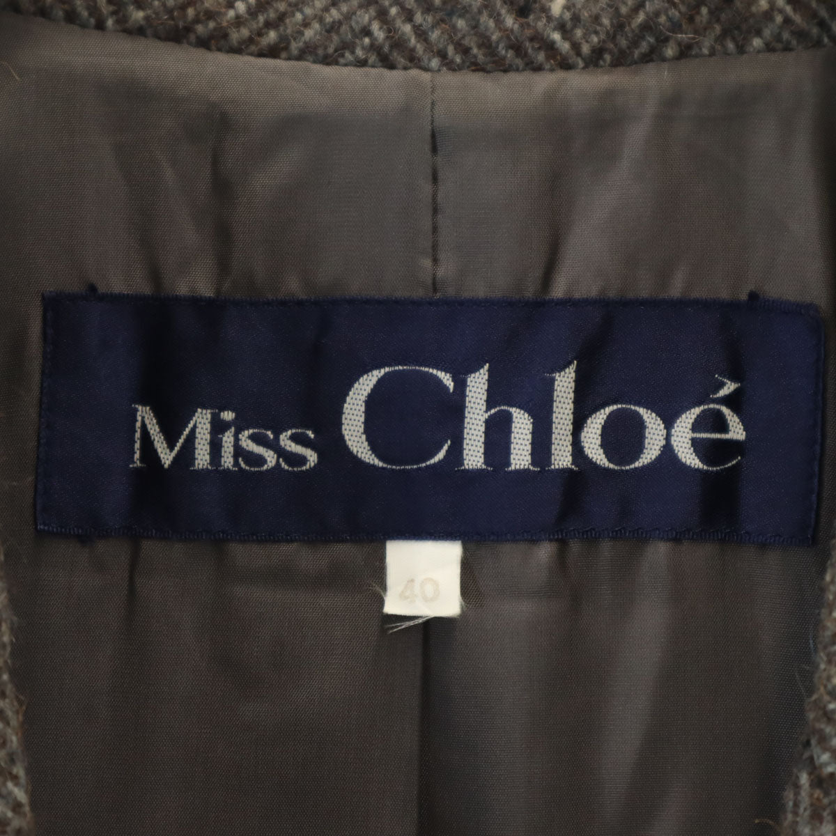 miss chloe ミスクロエ 日本製 アルパカブレンド ツイード アルスター コート 40 ブラウン ネップ レディース