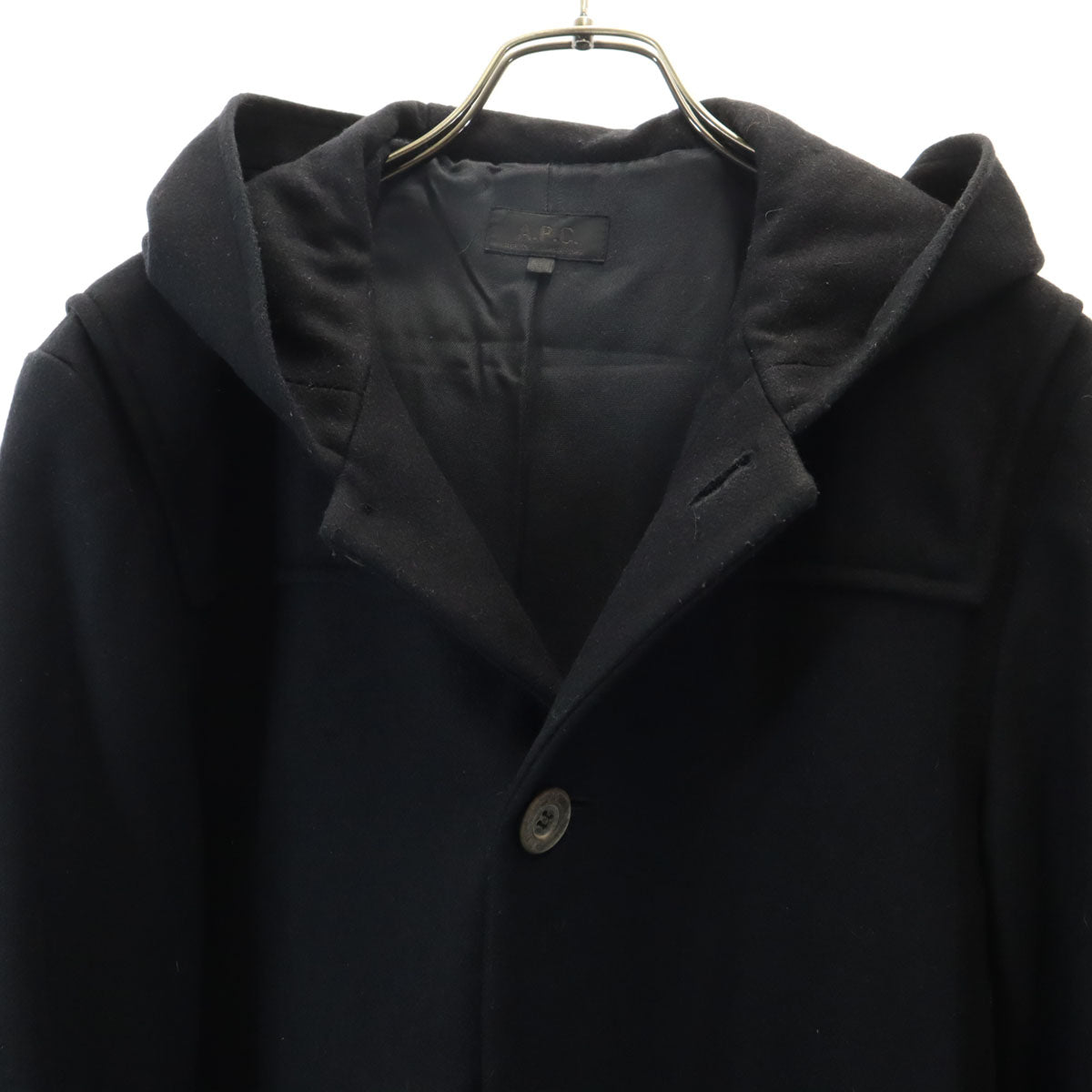 A.P.C. アーペーセー フランス製 フーデッド ウールコート S ブラック メンズ