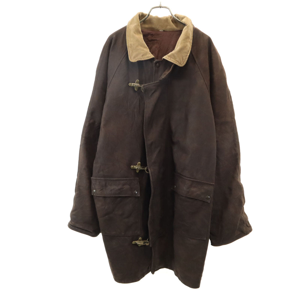 80s 90s オールド ファイヤーマン レザーコート 54 ブラウン 裏キルティング メンズ