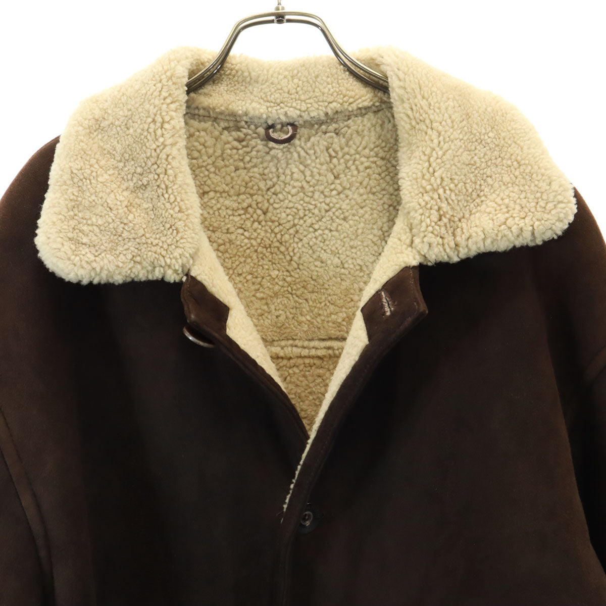 LANVIN ランバン 80s 90s ベルギー製 オールド 羊革 シープスキン ムートンコート 50 ブラウン 毛皮 メンズ