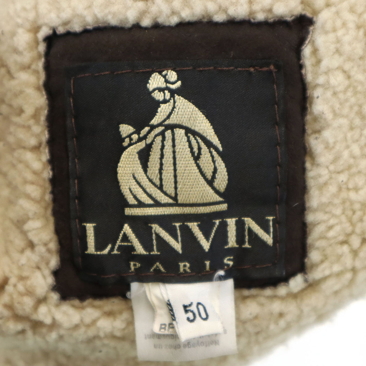 LANVIN ランバン 80s 90s ベルギー製 オールド 羊革 シープスキン ムートンコート 50 ブラウン 毛皮 メンズ