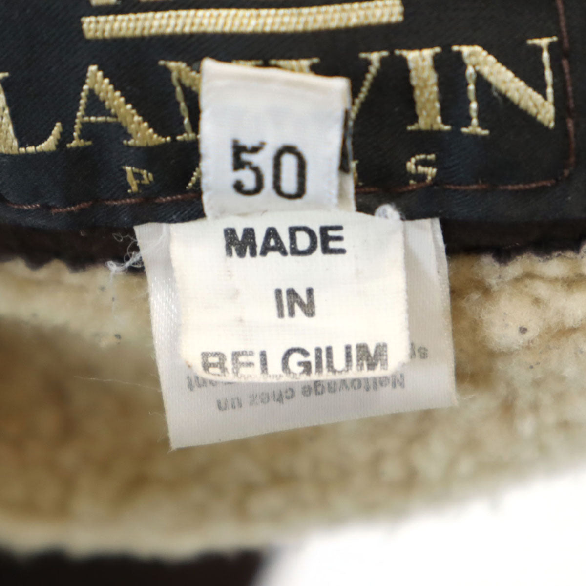 LANVIN ランバン 80s 90s ベルギー製 オールド 羊革 シープスキン ムートンコート 50 ブラウン 毛皮 メンズ