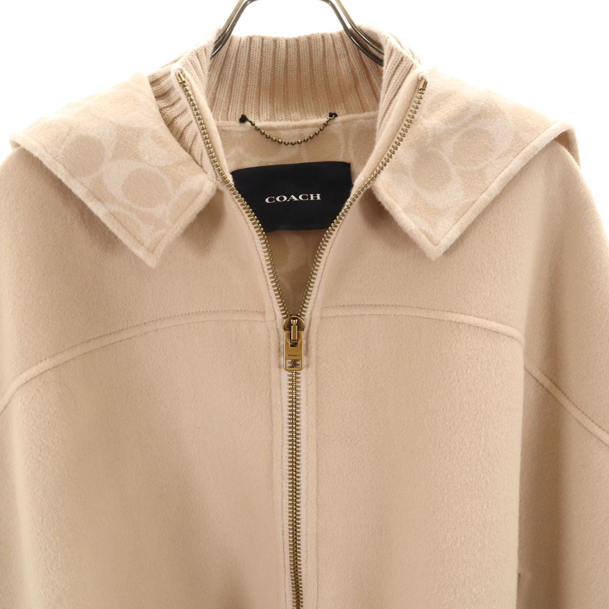 COACH コーチ ウールブレンド ポンチョ XS/S ベージュ系 レディース