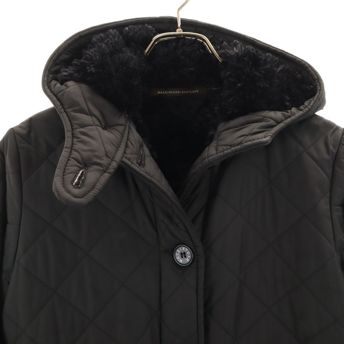 MACKINTOSH SCOTLAND マッキントッシュスコットランド USA製 キルティングコート 36 ブラック 裏ボア レディース
