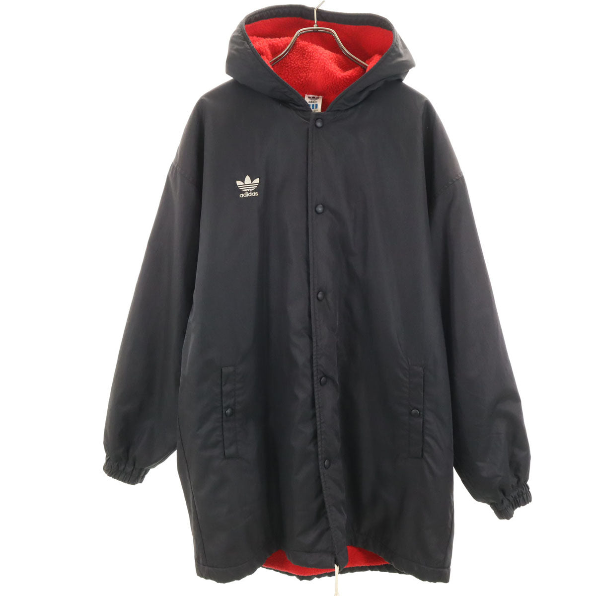 adidas アディダス 80s デサント製 ヴィンテージ トレフォイルロゴ ベンチコート L ブラック メンズ