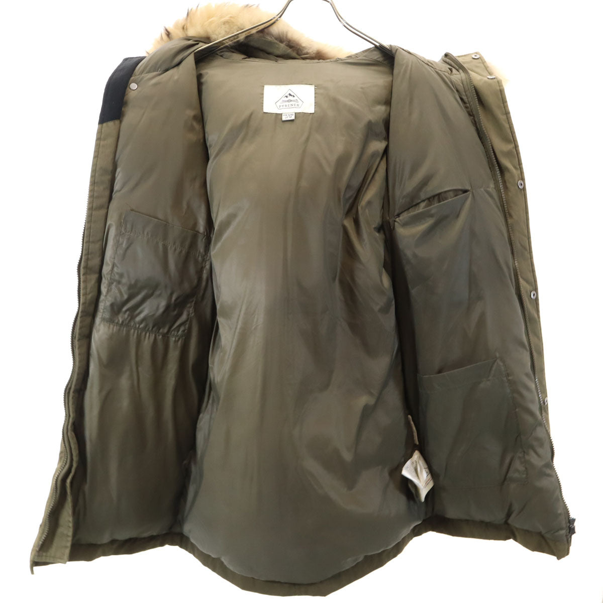 Pyrenex ピレネックス ダウン モッズコート M オリーブ系 ラクーンファー付き メンズ