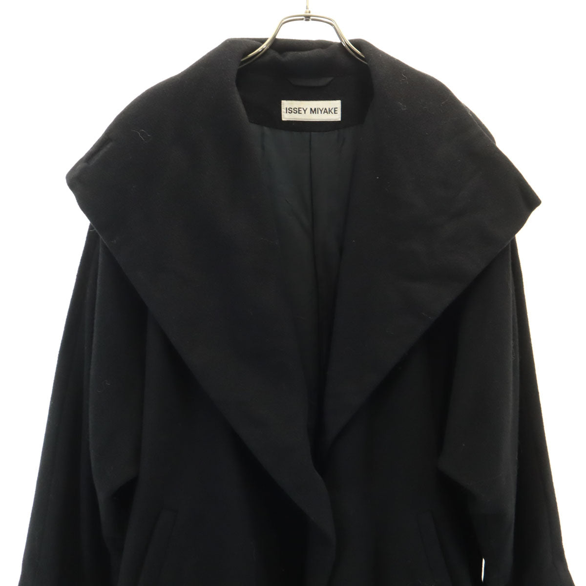 美品 ISSEY MIYAKE イッセイミヤケ 90s 日本製 ウールブレンド オールド ドルマン コート M ブラック レディース