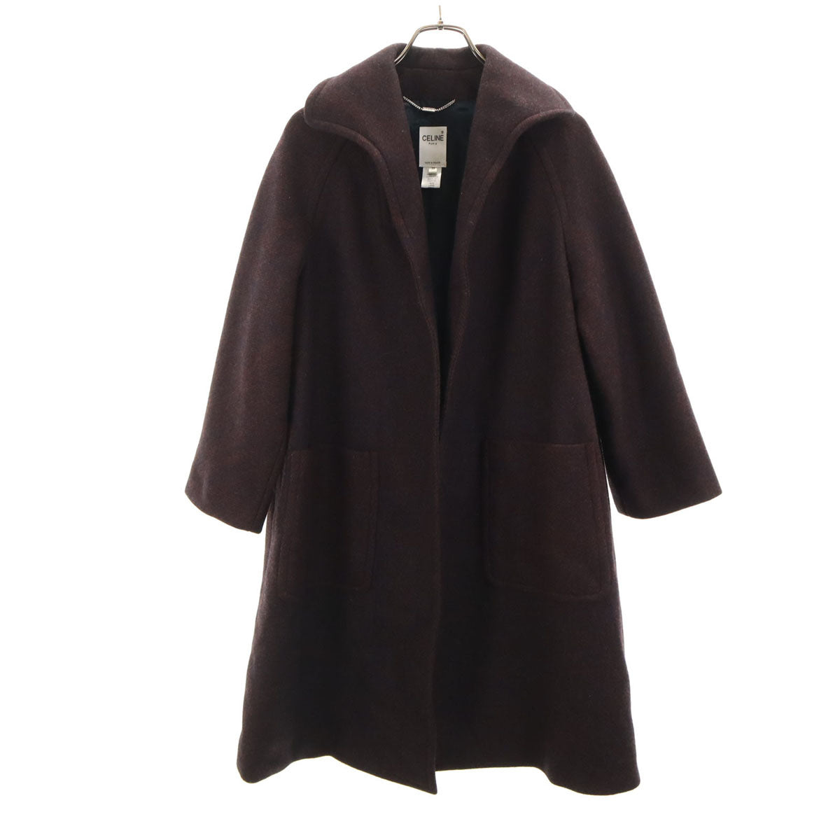 美品 CELINE セリーヌ フランス製 ウールコート 38 ブラウン レディース