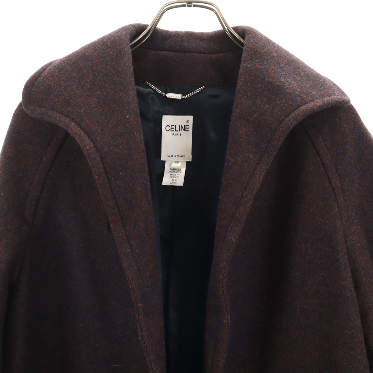 美品 CELINE セリーヌ フランス製 ウールコート 38 ブラウン レディース