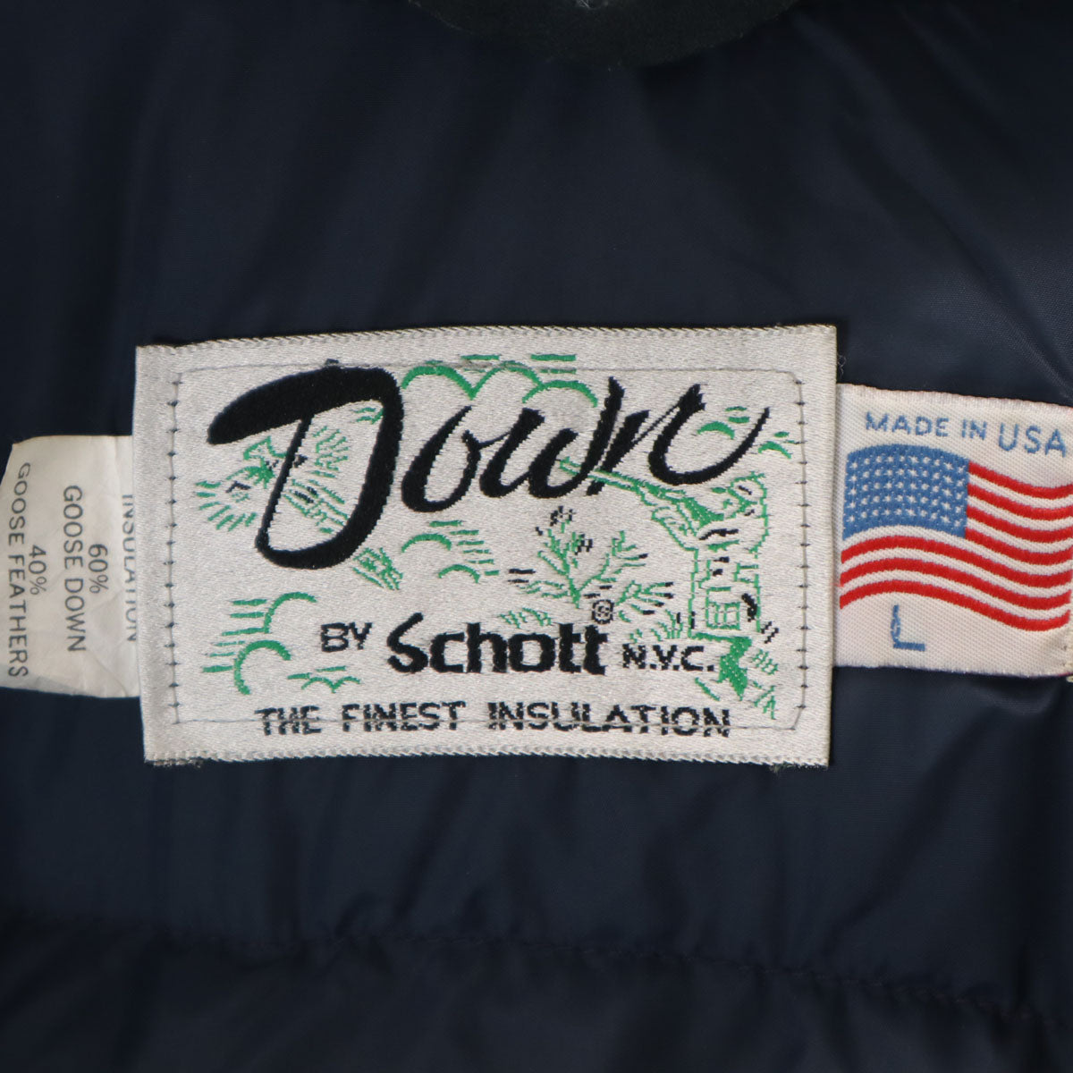 schott ショット USA製 ダウンコート L ネイビー メンズ