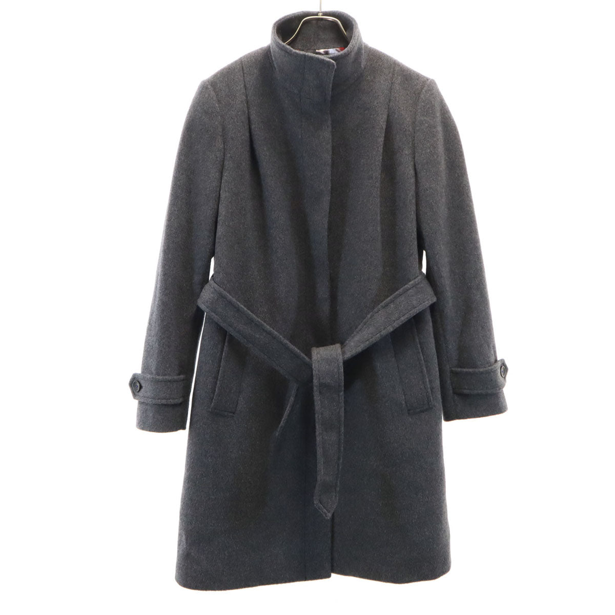 Paul Smith BLACK ポールスミス ブラック スタンドカラー ウールコート 42 チャコールグレー レディース