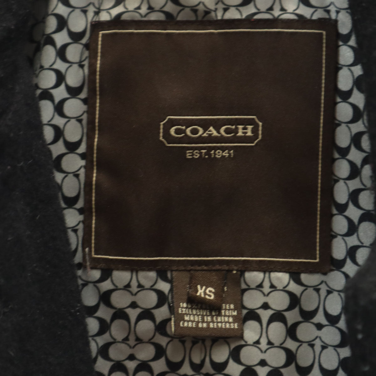 COACH コーチ メルトン ステンカラーコート XS ブラック レディース
