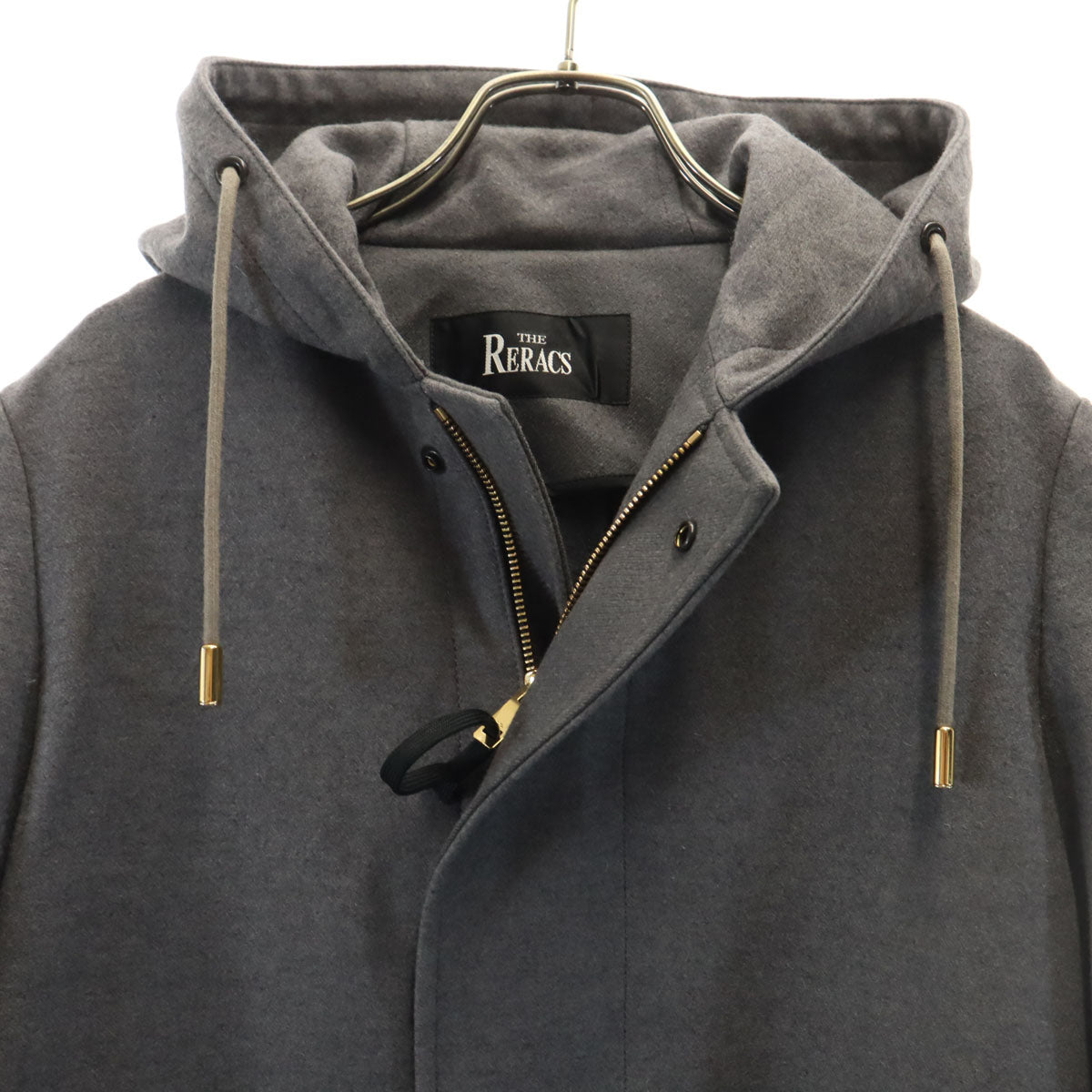 美品 THE RERACS ザリラクス 19FW 日本製 フーデッド ウールコート 36 グレー レディース