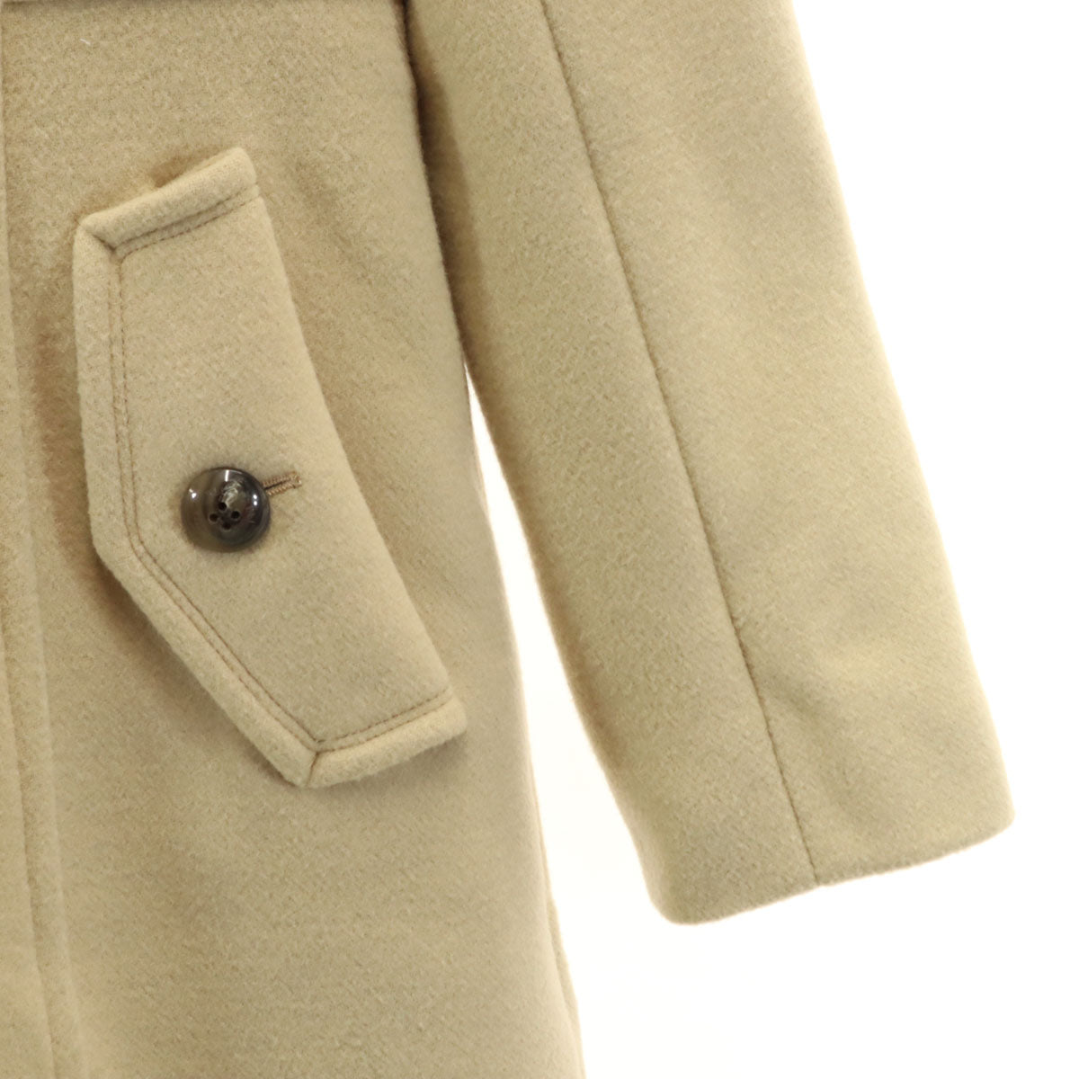 BLUE LABEL CRESTBRIDGE ブルーレーベルクレストブリッジ ウールブレンド ロングコート 40 ベージュ ラビットファー付き レディース