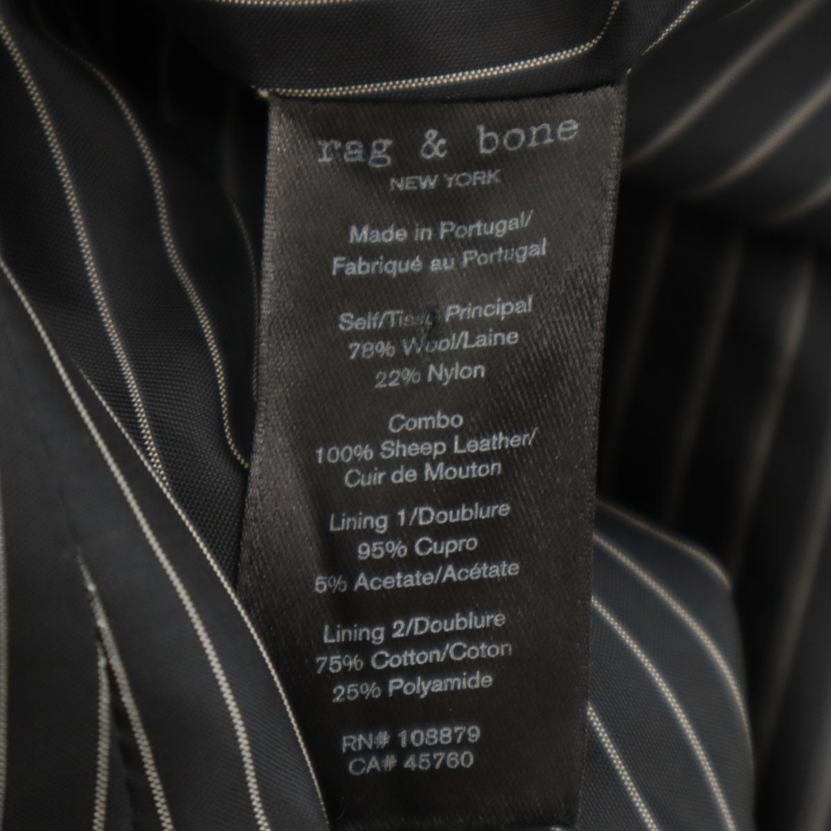 rag&bone NEW YORK ラグアンドボーン ニューヨーク ポルトガル製 ウールブレンド コート S ブラック レディース