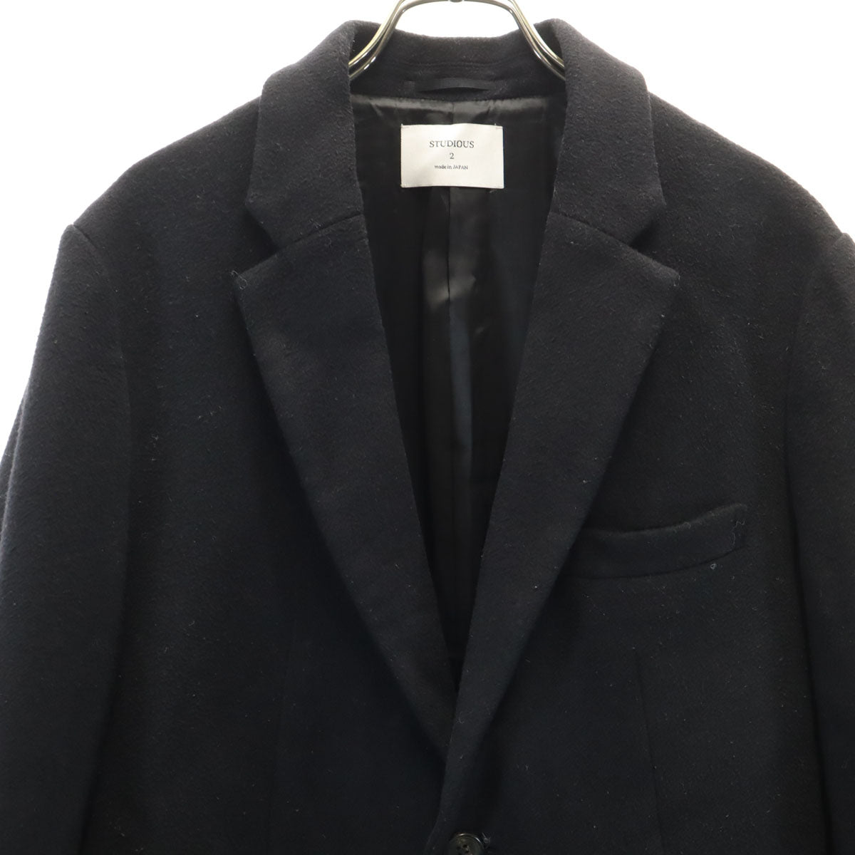 STUDIOUS ステュディオス 日本製 ウールブレンド チェスターコート 2 ブラック メンズ