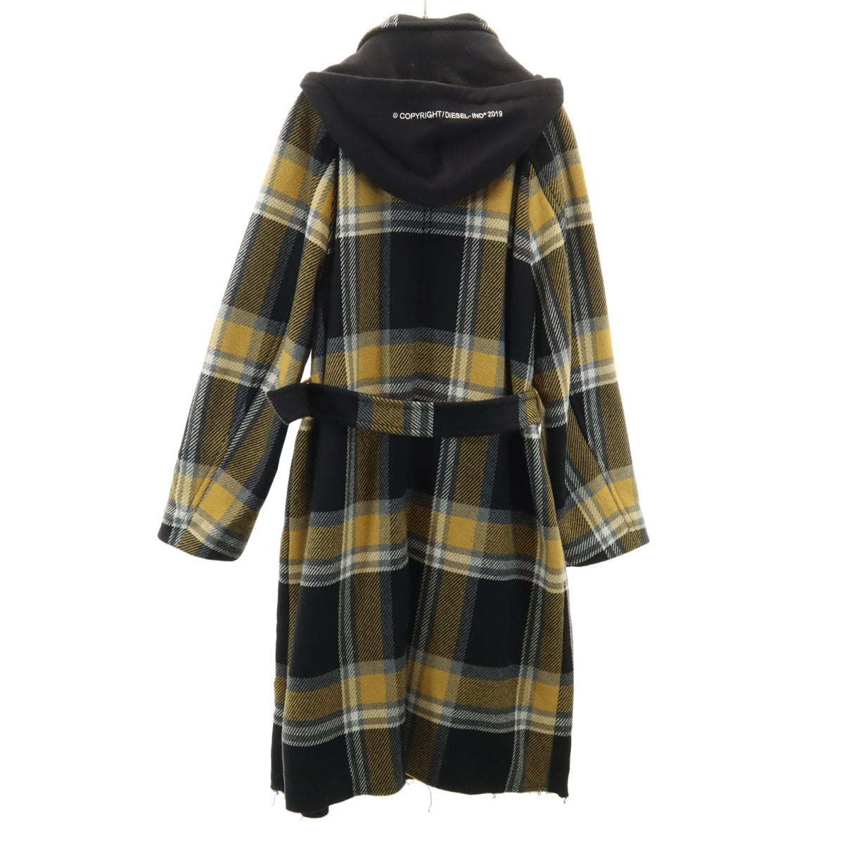 DIESEL ディーゼル ウールブレンド チェック コート M ブラック メンズ