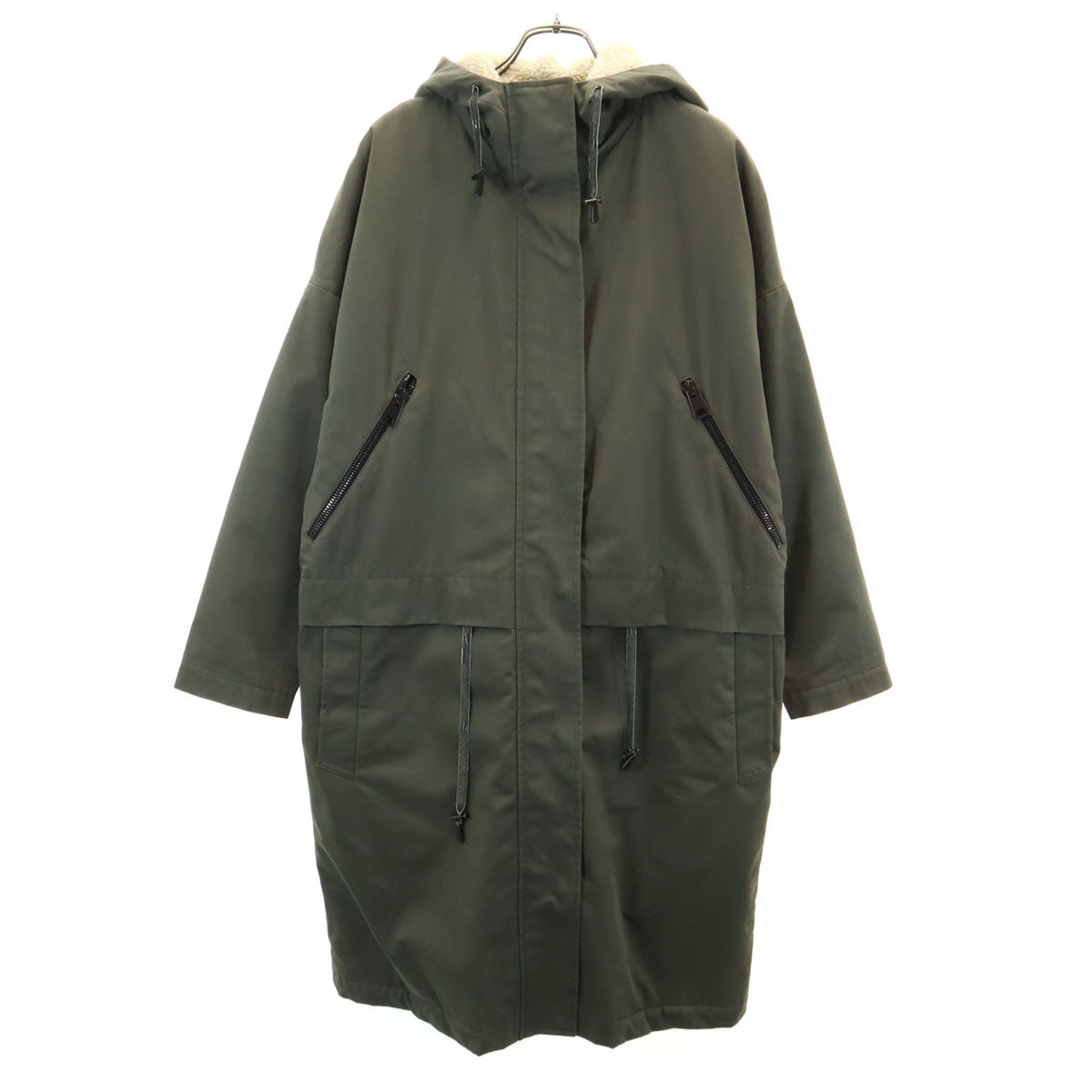 LENER レネール フランス製 フーデッド コート 38 カーキ 裏ボア レディース