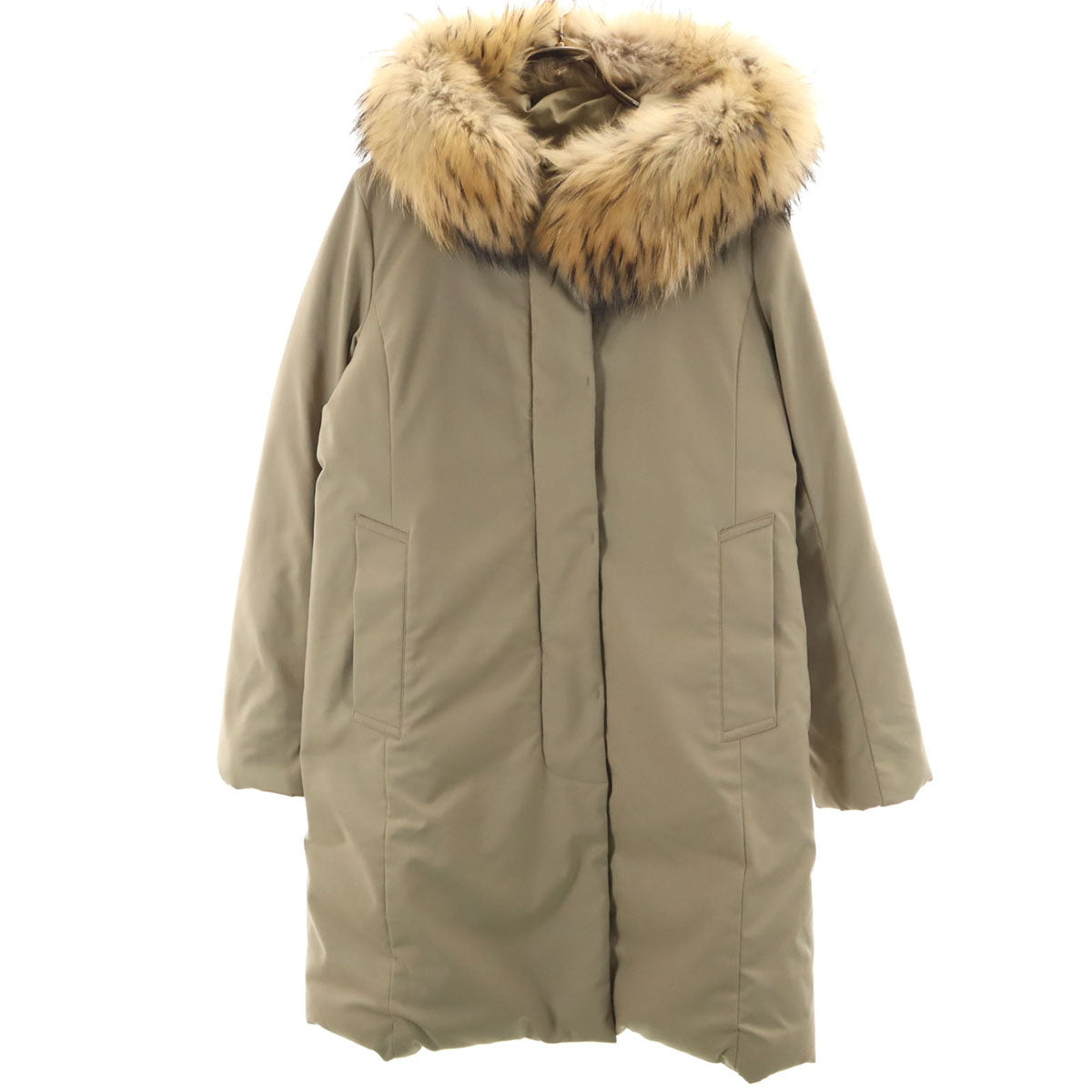 MACKINTOSH LONDON マッキントッシュロンドン ダウンコート 40 ベージュ ラクーンファー付き モッズ レディース