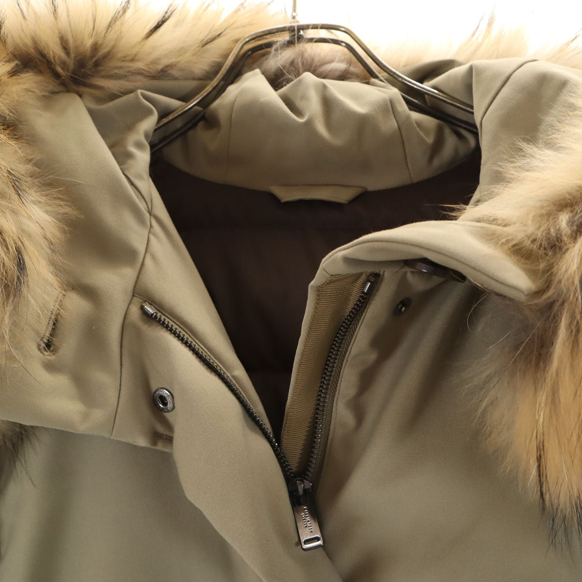 MACKINTOSH LONDON マッキントッシュロンドン ダウンコート 40 ベージュ ラクーンファー付き モッズ レディース