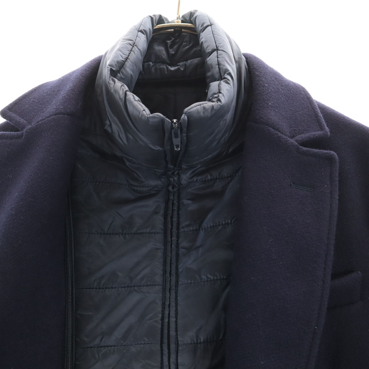 Herno ヘルノ イタリア製 チェスターコート 44 ネイビー 中綿 メンズ