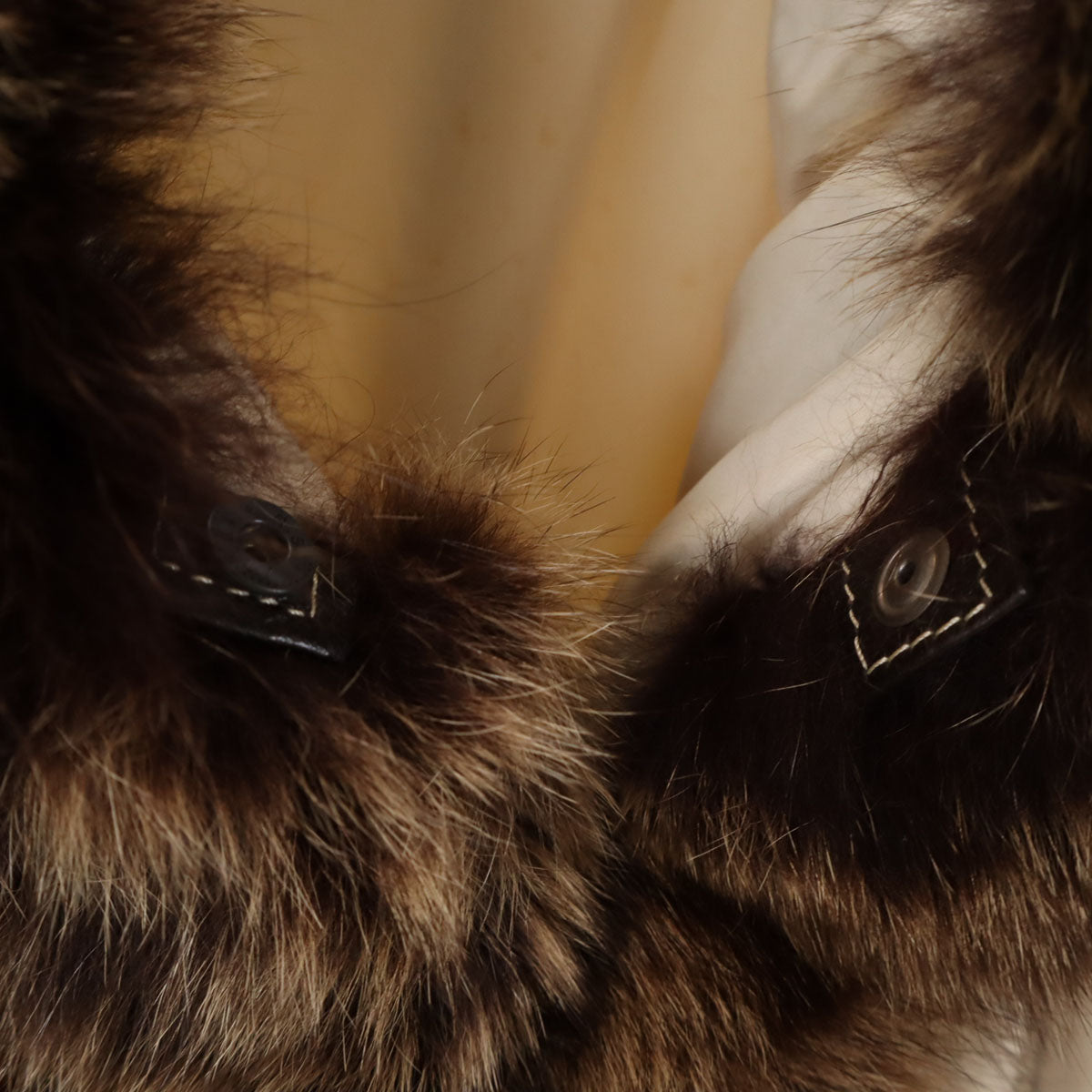 GIORGIO & MARIO イタリア製 リアルファー 中綿コート 42 ベージュ カバー付き レディース