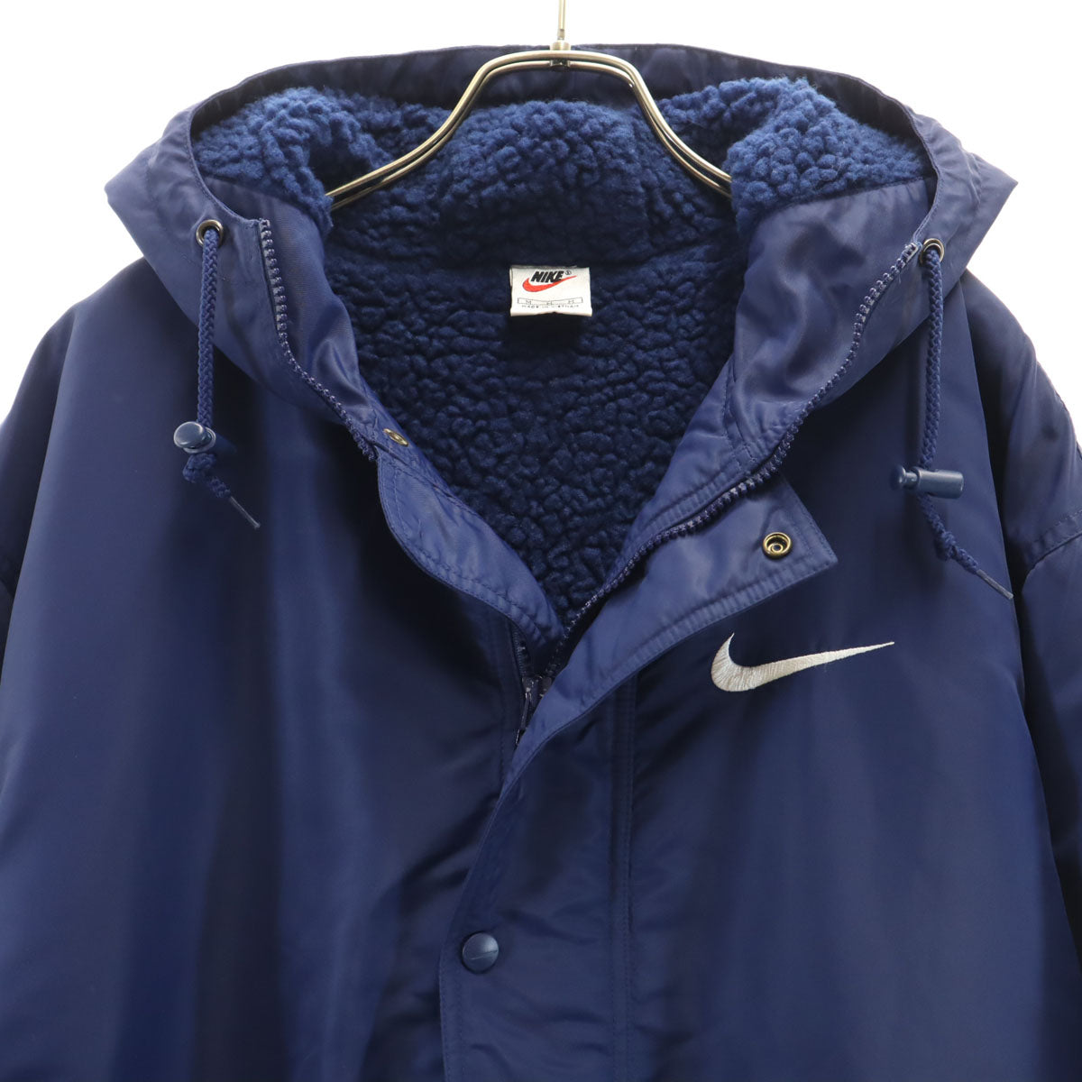 NIKE ナイキ 90s 00s オールド 白タグ バックロゴ 中綿コート M ネイビー 裏ボア メンズ