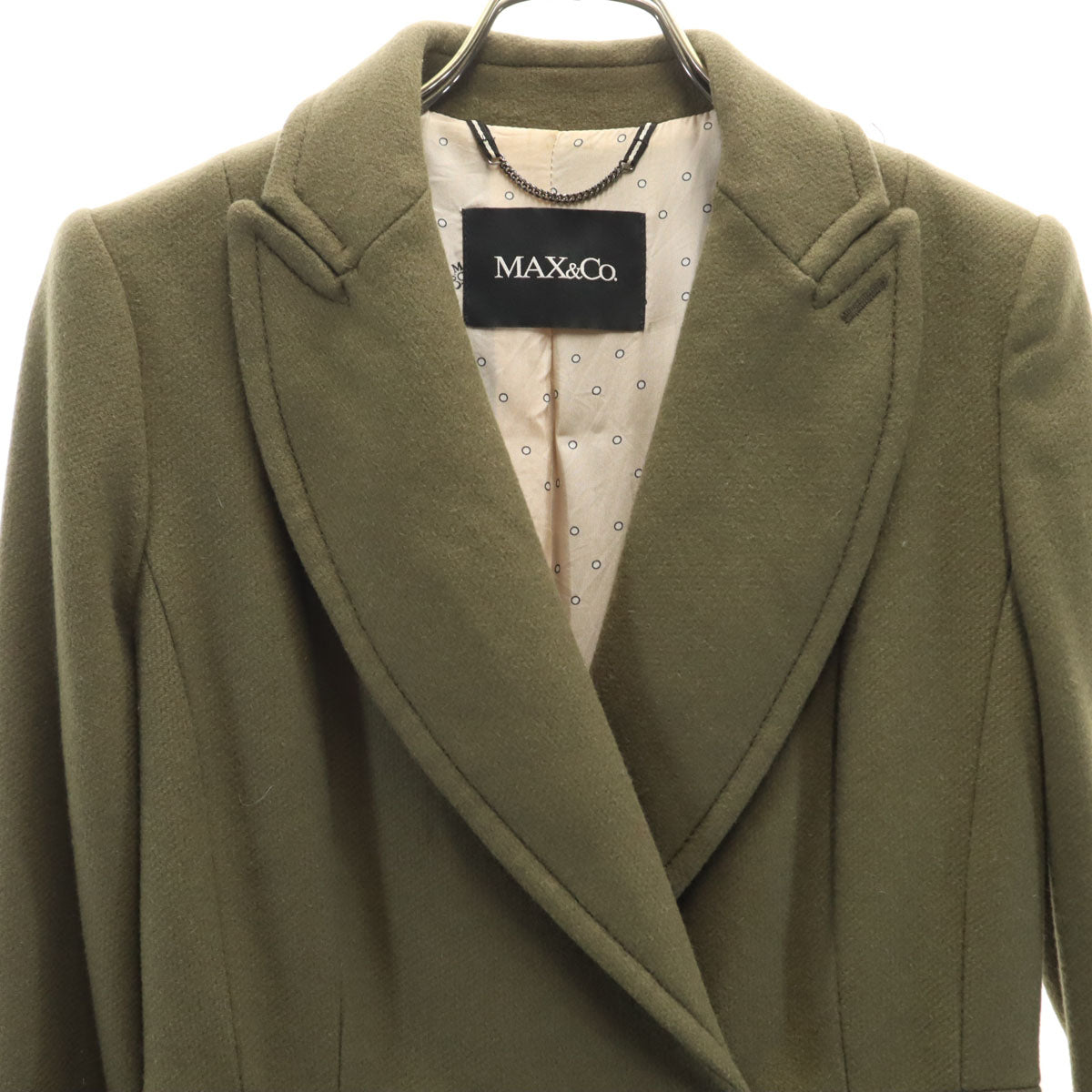 MAX&CO マックスアンドコー ダブルブレスト ウールコート 38 オリーブ レディース