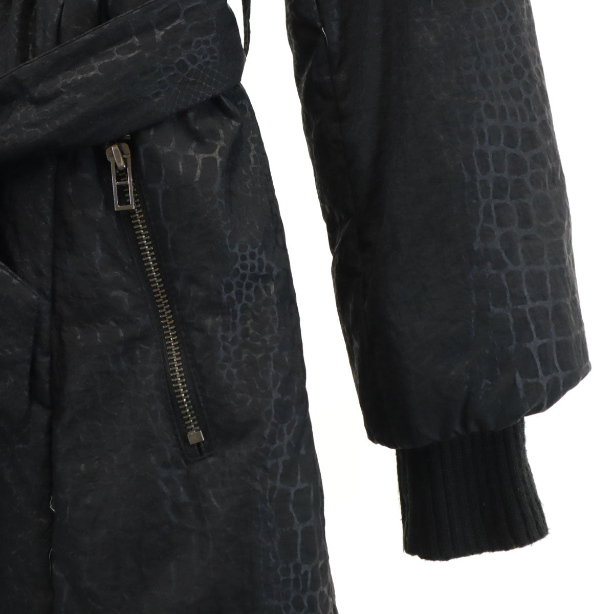 ARMANI EXCHANGE アルマーニエクスチェンジ パイソン柄 ダウンコート XS ブラック レディース