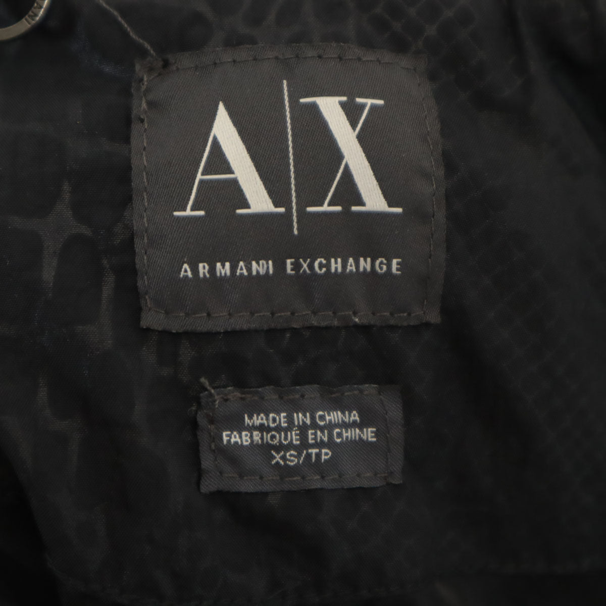 ARMANI EXCHANGE アルマーニエクスチェンジ パイソン柄 ダウンコート XS ブラック レディース
