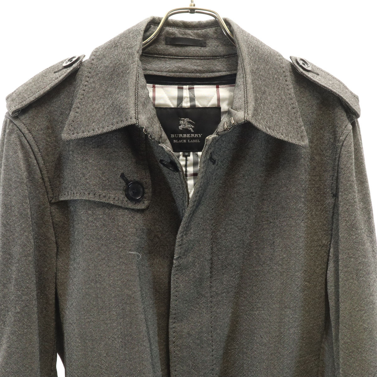 BURBERRY BLACK LABEL バーバリーブラックレーベル ウール ライナー付き ステンカラーコート M ブラック系 三陽商会 メンズ