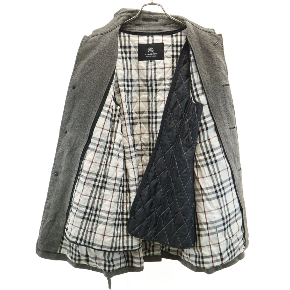 BURBERRY BLACK LABEL バーバリーブラックレーベル ウール ライナー付き ステンカラーコート M ブラック系 三陽商会 メンズ